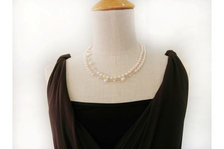 志摩産アコヤ真珠 K14WG 玉入りネックレス