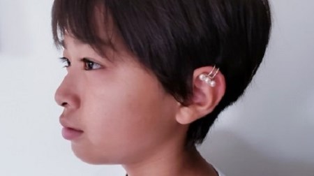 【045-10】志摩市産アコヤ真珠3個付イヤーカフ（ホワイト系）*