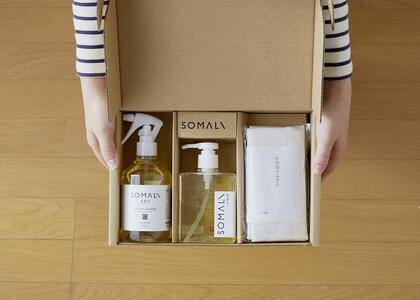 SOMALI ギフトJ ・台所セット(キッチンクリーナー・台所用石けん・かやおりふきん）