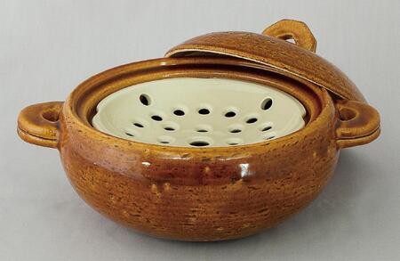 伊賀焼 IH対応ヘルシー蒸し鍋「鈴」キャラメル(2~4人用) 【公式限定】