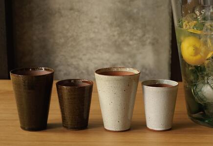 長谷園 伊賀焼 ビアマグギフトセット グリーン&ホワイト　小