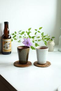 長谷園 伊賀焼 ビアマグギフトセット グリーン&ホワイト　大