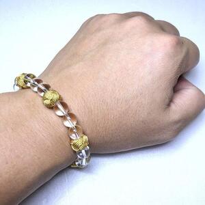 組紐水晶ブレスレット 金