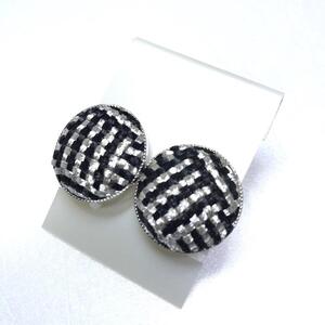 組紐イヤリング張丸黒銀