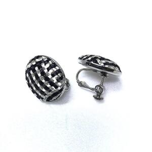 組紐イヤリング張丸黒銀