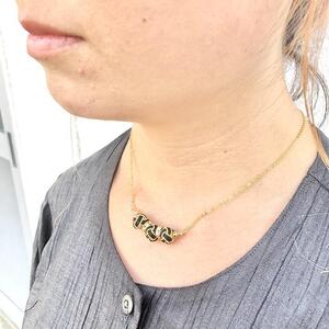 組紐ネックレスミニ小田巻3個黒金