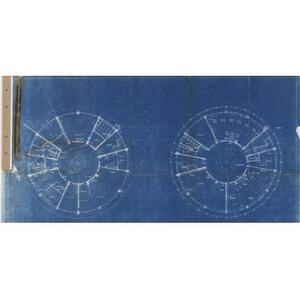 登録有形文化財「朝日小学校円形校舎」建築当初青焼き図面の高精度スキャンデータ【1623565】
