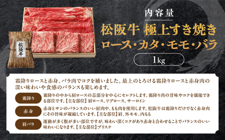 松阪牛 極上 すき焼き 1kg 印籠桐箱入り すき焼き用松阪牛