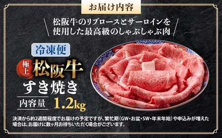 【年内発送】（冷凍）極上松阪牛 すき焼き肉 1.2kg 国産松坂牛