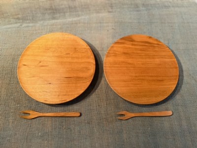 KK‐02　栗とくるみのオーバルプレート皿と桜のフォーク2本セット