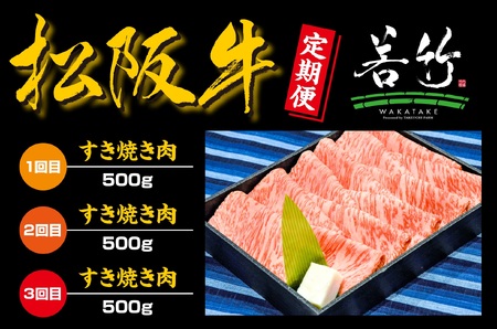 【定期便3カ月】松阪牛ロースすき焼き用500gを毎月お届け　WT-17