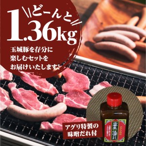 玉城豚BBQセット[玉城豚 ロース 肩ロース バラ ドイツ ウィンナー 肉 豚肉 BBQ 贈り物 ギフト お弁当 セット 焼肉 味噌たれ ミエマン 玉城町 三重県 ふるさと味工房アグリ]