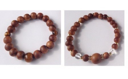 御山杉　ブレスレット　男女ペア　男性用：虎目石　女性用：御山杉／世古林業　三重県　度会町　伊勢志摩