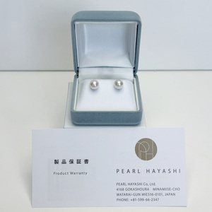 7ミリ pt900 真珠 ピアス プラチナ パールハヤシ 【 ピアス 】