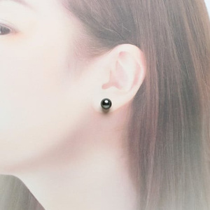 プラチナ 黒蝶真珠 9ミリ ピアス パールハヤシ / パール