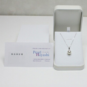 大粒9ミリ プラチナ アコヤ真珠 ペンダント ネックレス パールハヤシ / パール