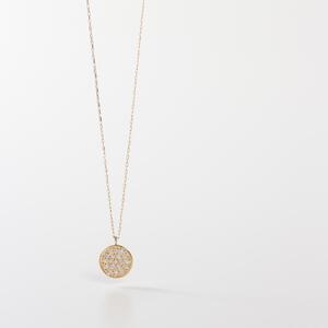 【K18イエローゴールド ラボダイヤモンドネックレス】0.095ct パヴェの輝きが美しいサークルデザイン 長さ50cm K18-N002 ネックレス