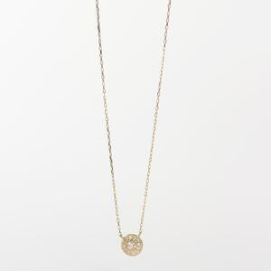 【K18イエローゴールド ラボダイヤモンドネックレス】0.093ct 豪華なメレの輝きが美しい サークルデザイン 長さ40cm K18-N003 ネックレス