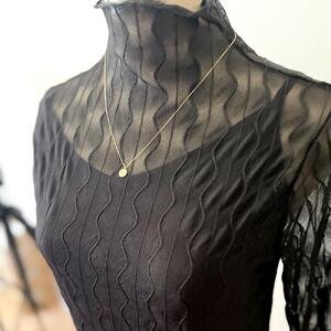 【K10イエローゴールド ラボダイヤモンドネックレス】0.095ct パヴェの輝きが美しいサークルデザイン 長さ50cm K10-N002 ネックレス