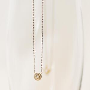 【K10イエローゴールド ラボダイヤモンドネックレス】0.093ct 豪華なメレの輝きが美しい サークルデザイン 長さ40cm K10-N003 ネックレス