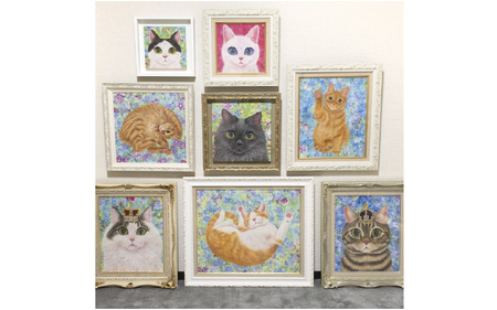 猫作家福嶋吾然有が描く、猫のセミオーダー絵画 SSMサイズ 猫