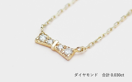 リボンモチーフ ゴールドネックレス 約40cm