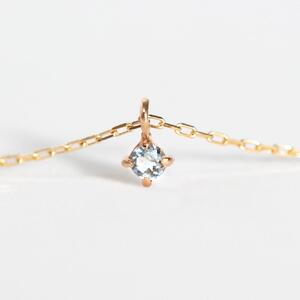 K10イエローゴールド 天然石ネックレス【3月誕生石アクアマリン】上品な華奢見え4本たてづめ 長さ40cm K10-05-03 / 金 ゴールド ジュエリー アクセサリー ギフト プレゼント レディース シンプル 定番 ネックレス