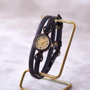 レザー腕時計　レディース（Sサイズ）　ブラック　ブレスレットウォッチ dz-wc005_4.jpg
