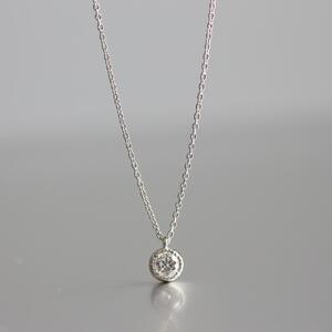 プラチナ900【ラボグロウンダイヤモンドネックレス】0.2ct 人気のミルグレインデザイン 長さ40cm LAB-PT900-003 ネックレス