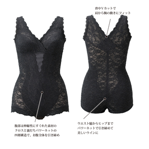 美・REINE オリジナル総レース ボディスーツ（ブラック/L）