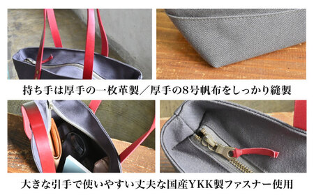 帆布トートM チャコールグレー×グレージュ[AQAY220] トートバッグ