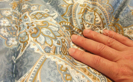 近江手引真綿布団 1.5kg シングル【青色】[AQBN004] 掛け布団