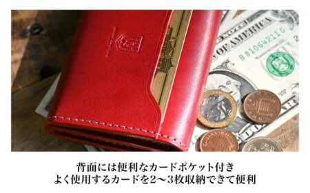 本革かぶせミニウォレット ルージュ[AQAY047] ミニ財布