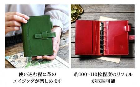 本革ミニ6穴システム手帳15mmリング グレージュ[AQAY144]  手帳ケース