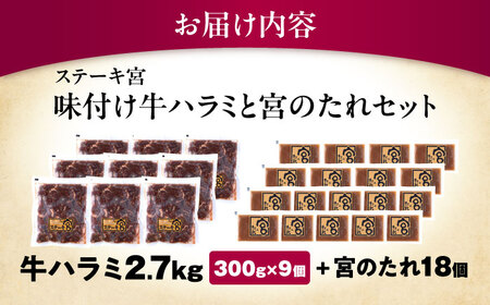 【訳あり】ステーキ宮 味付ハラミ2.7kg 宮のタレ18個[AQAM006] ハラミ