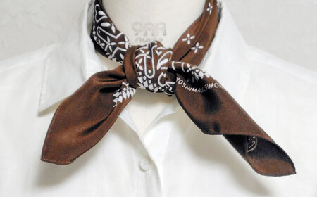 【洗える】 シルクスカーフ ミニ ブラウン/クロス柄 [AQDQ001] スカーフ