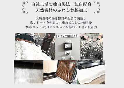 お使いの寝具に乗せるだけで寝心地ＵＰ　天然綿マットレストッパ―(ブルー)【CW111W】