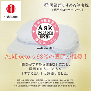 枕 西川 nishikawa New 医師がすすめる健康枕 もっと横楽寝 プレミアム ピローケース付き 高め ブルー P362W まくら