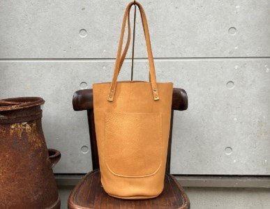 【 八幡レザー 】バケツ型 バッグ キャメル 【DP05W】 カバン 鞄 かばん 牛革 レザー 軽量 トートバッグ