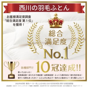 羽毛布団 【 数量限定 】 西川 nishikawa 羽毛掛けふとん ホワイトダックダウン85% シングルロング ホワイト P275W 布団 ふとん