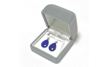 近江瑠璃細工「青の花しずく」ピアス