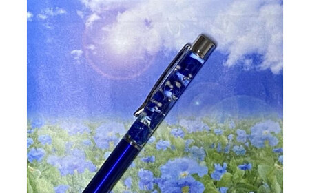 草津あおばなのハーバリウムボールペン(ブルー)