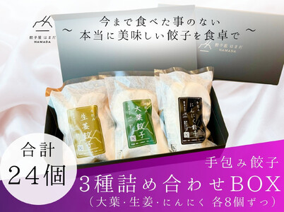 餃子 手包み餃子 3種詰め合わせBOX 合計24個 餃子屋はまだ