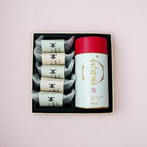 【千紀園】 新春大福茶70g×1缶と2種のふぃなんしぇ5個詰合せ