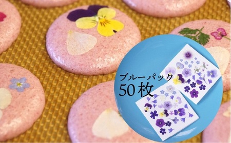 ドライ エディブルフラワー ブルーミックス 50枚　食用花 押し花加工 ケーキ トッピング デコレーション マカロン メレンゲ アイシングクッキー バレンタイン
