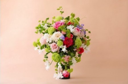 Flower Bouquet(バラのブーケ)10本　赤系　花束 お祝い プレゼント 誕生日 ギフト 贈答 記念日