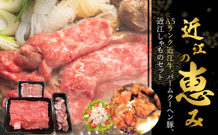 近江の恵み　A5ランク近江牛、バームクーヘン豚、近江しゃも セット