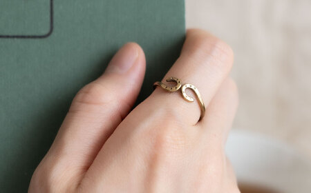 【選べるサイズ】 馬蹄 ツインリング 21-33号 [BIBP013] ゴールド リング 指輪