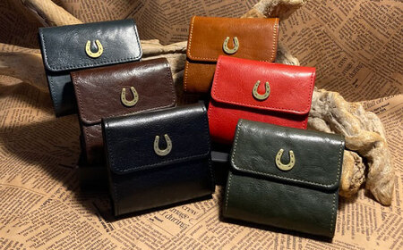 【選べるカラー】蹄鉄付き三つ折りコンパクトウォレット [BIAU061] 三つ折り財布