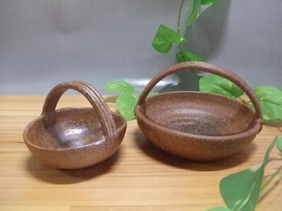 【信楽焼】陶かごペアバスケットセット（nwu-024）